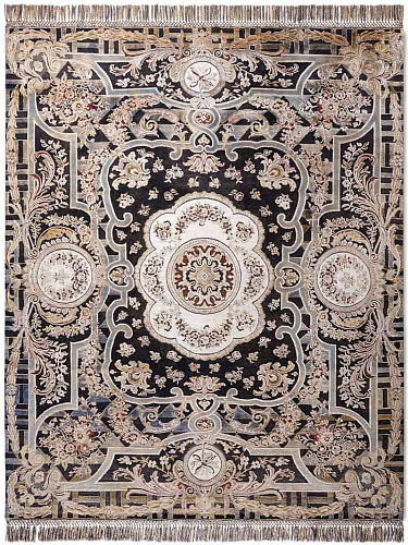 Aubusson Black Hand-Woven Exquisite Rug