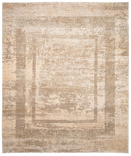 Artwork Hand-woven Wool & Silk Beige Luxury Rug