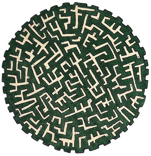 Ciliophora Green Round Wool Rug