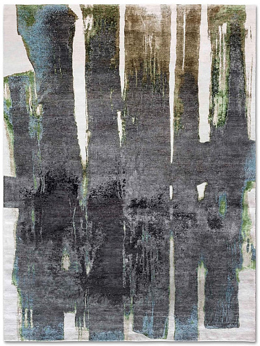 Black on Beige Hand-Woven Exquisite Rug