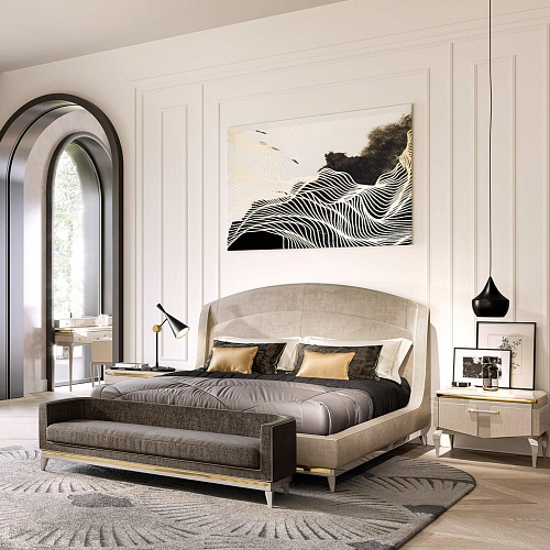 Contemporary Beige Luxury Bed