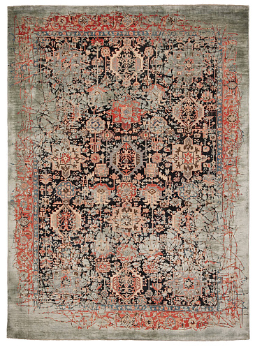 Faded Hand-Knotted Vintage Style Luxury Rug