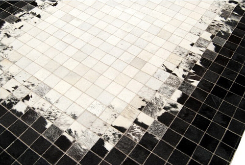 Mosaic Black & White Luxury Cowhide Rug