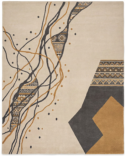 Calligraphic Paths Stone Artisan Rug