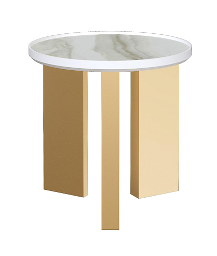 Vulcano White and Gold Artisan Side Table