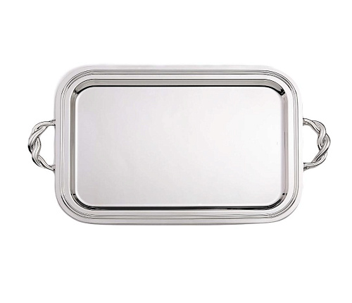 Rectangular Silver-Plated Tray With Handles