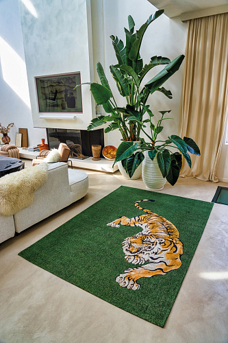 Green On Fire Flatweave Rug
