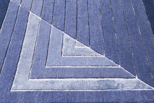 Blue Geometric Wool / Viscose Luxury Rug