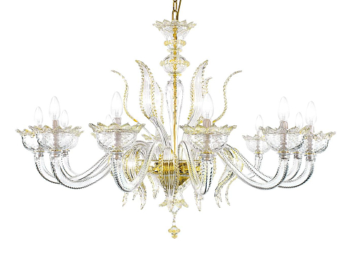 12-Light Murano 24K Gold Chandelier