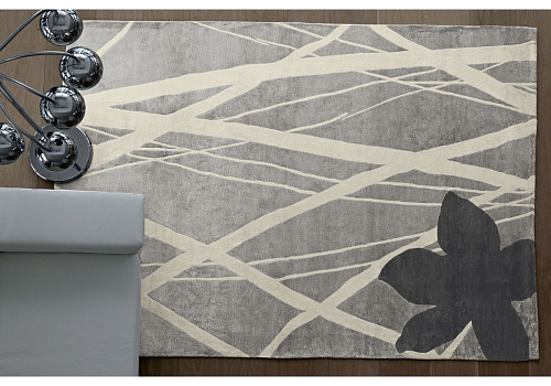 Grey Fields Viscose Handwoven Luxury Rug