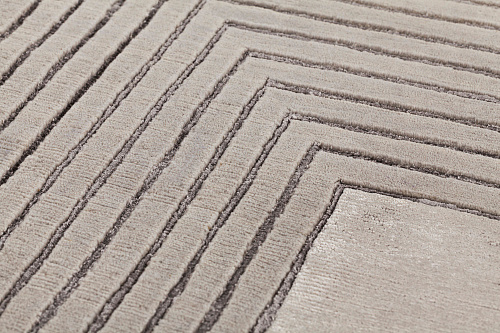 Handwoven Beige Border Wool / Viscose Rug