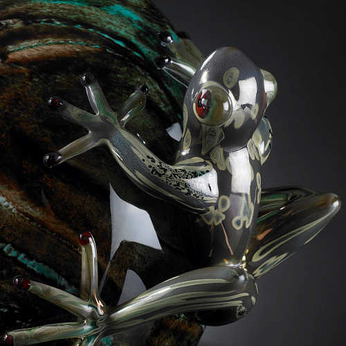 Glass Egg with Frogs Artisan Figurine