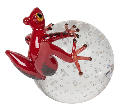 Red Frog on Sphere Glass Figurine