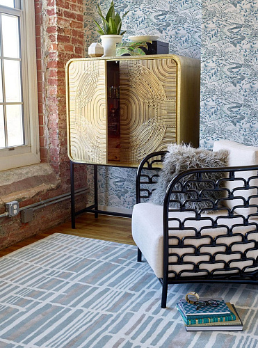 Hand Woven Stripe Jade Rug