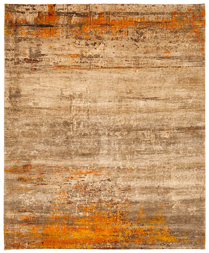 Artwork Orange / Beige Hand-woven Luxury Rug