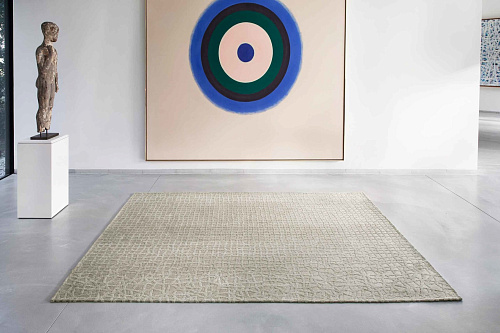 Beige Checkered Belgian Flatwoven Rug