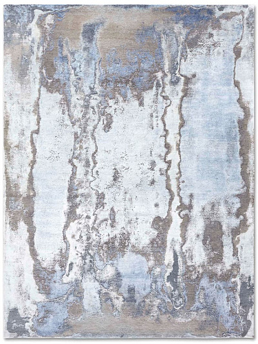 Silver / Blue Luxury Silk / Wool Rug