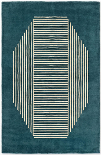 Octagon Lines Teal Luxury Rug