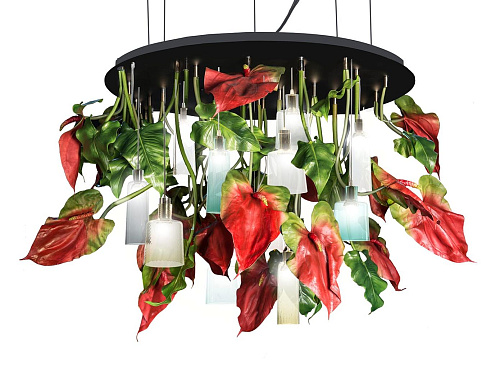 Red Anthurium Artisan Chandelier