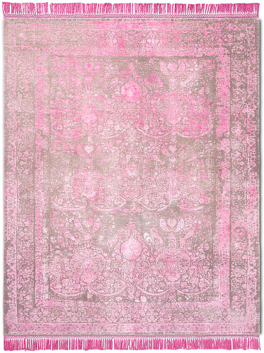 Soft Pink Hand-Knotted Wool / Silk Rug