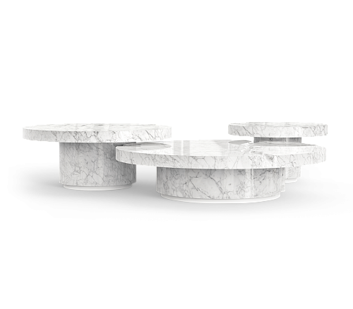 Carrara Marble 3-Piece Coffee Table Set
