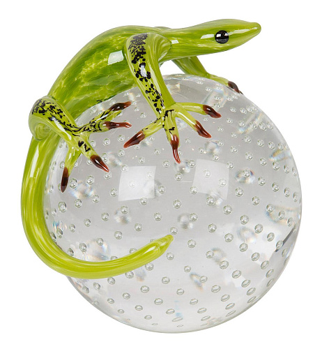 Sphere with Gecko Artisan Figurine