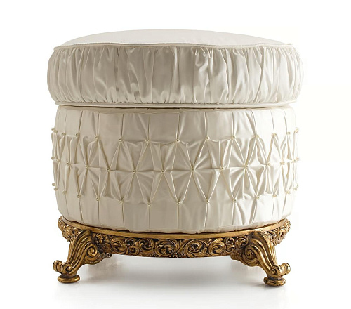 White Italian Fabric Pouf