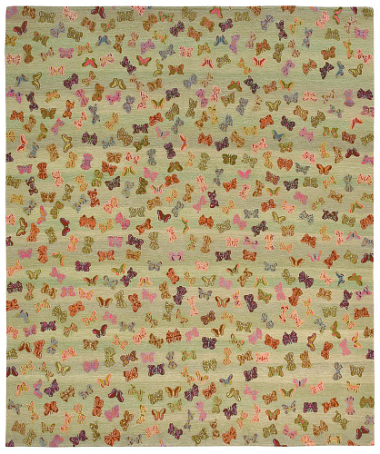 Butterflies Green Hand-woven Luxury Rug