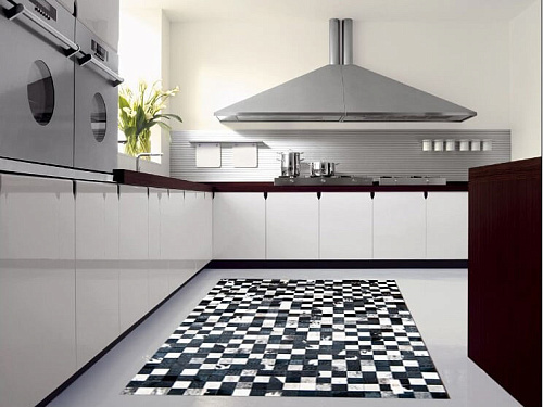 Mosaic Black & White Luxury Cowhide Rug