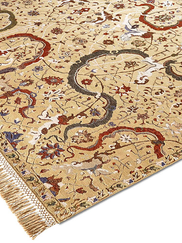 Tabriz Yellow Hand-Knotted Wool / Silk Rug