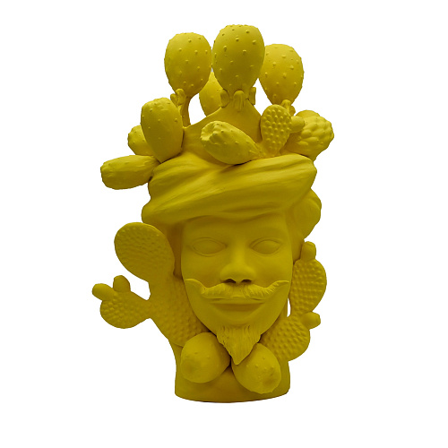 Unique Yellow Moor's Head Handcrafted Sculpture
