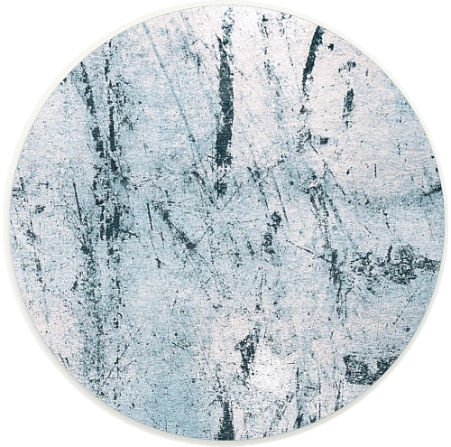 Cool Blue-Green Textured Round Rug