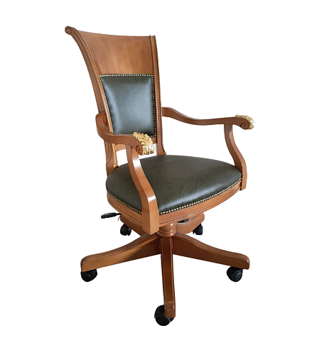Designer Leather Italian Swivel Armchair