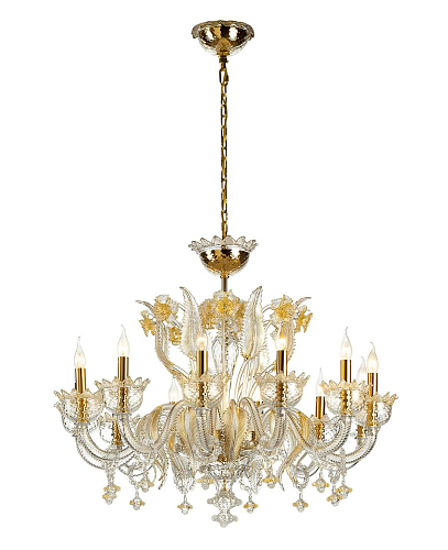 Murano Transparent & Gold Chandelier