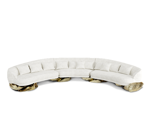 Angora White Curved Luxe Sofa