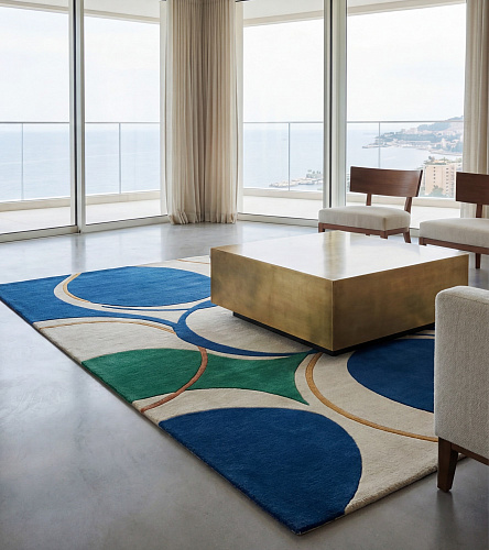 Emerald Orbits Designer Rug