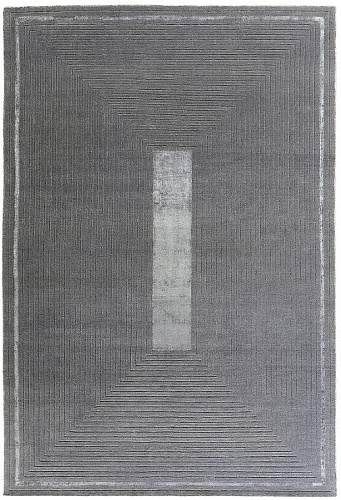 Handwoven Grey Border Wool / Viscose Rug