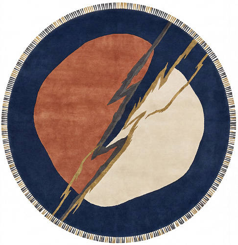 Lightning Crest Navy Luxury Rug