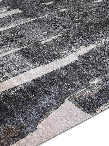 Black on Beige Hand-Woven Exquisite Rug