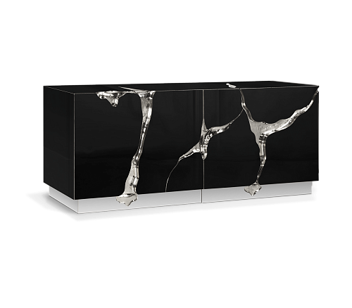 Fissure Silver & Black Designer Sideboard