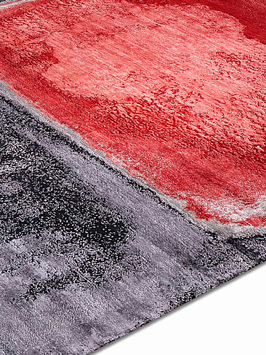Red Silver Hand-Woven Exquisite Rug