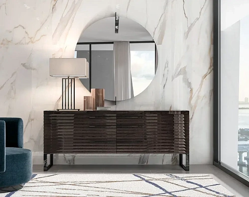 Metal-Accented Circular Wall Mirror