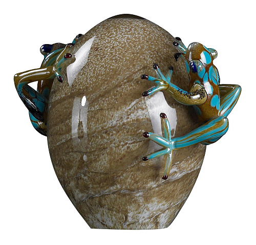 Glass Egg with Frogs Italian Figurine