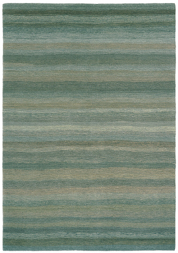 Hand-woven Green Stripes Luxury Rug