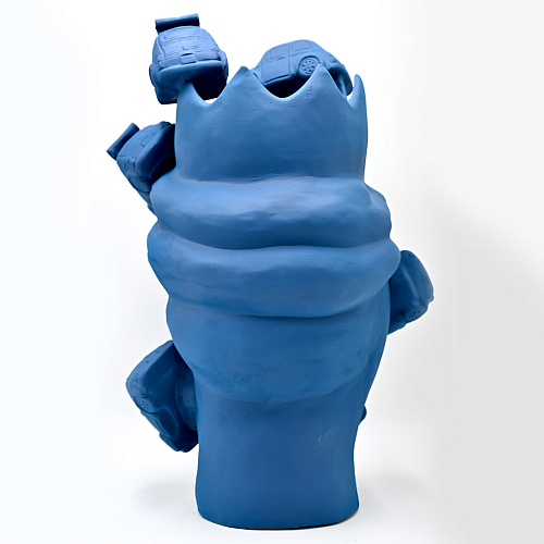 Serene Blue Matte Moor's Head Sculpture