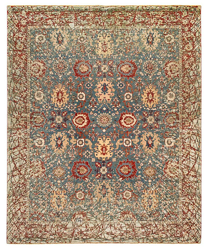 Faded Hand-Knotted Vintage Style Luxury Rug