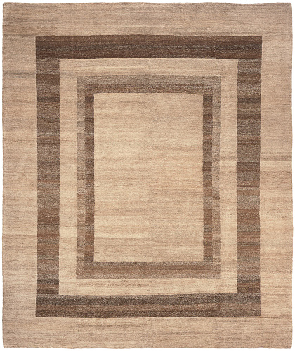 Triple Border Brown Luxury Hand-woven Rug