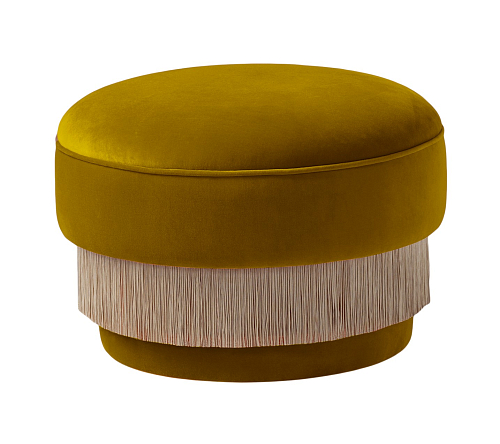La Folie Yellow Round Pouf