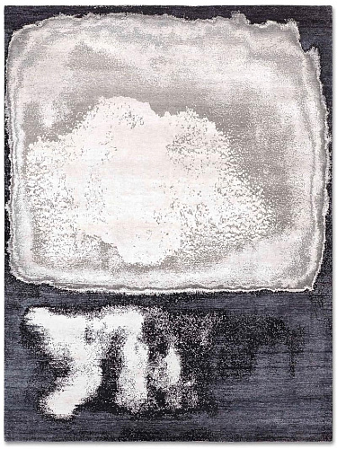 White Grey Hand-Knotted Wool / Silk Rug
