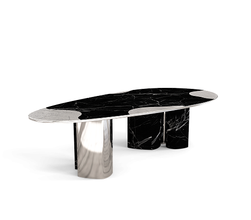 Marble & Silver Luxe Dining Table